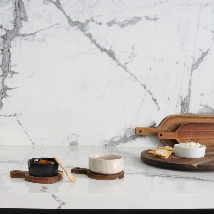 Tapas Living Acacia Stoneware Serving Set with Spoon