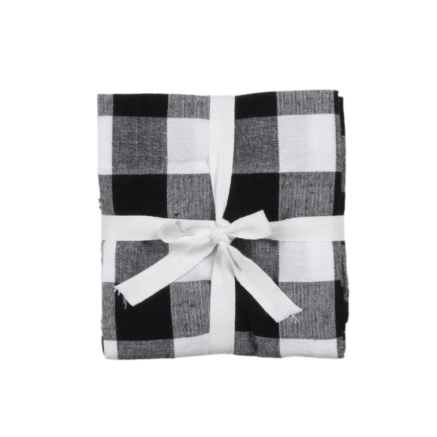 Multi Stripe Tea Towel Set Of 5 - Black