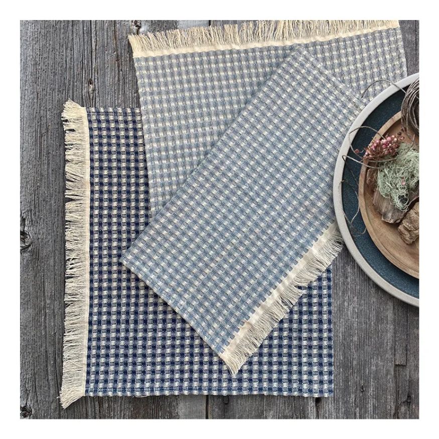 Jumbo Waffle Fringe Tea Towel - Charcoal
