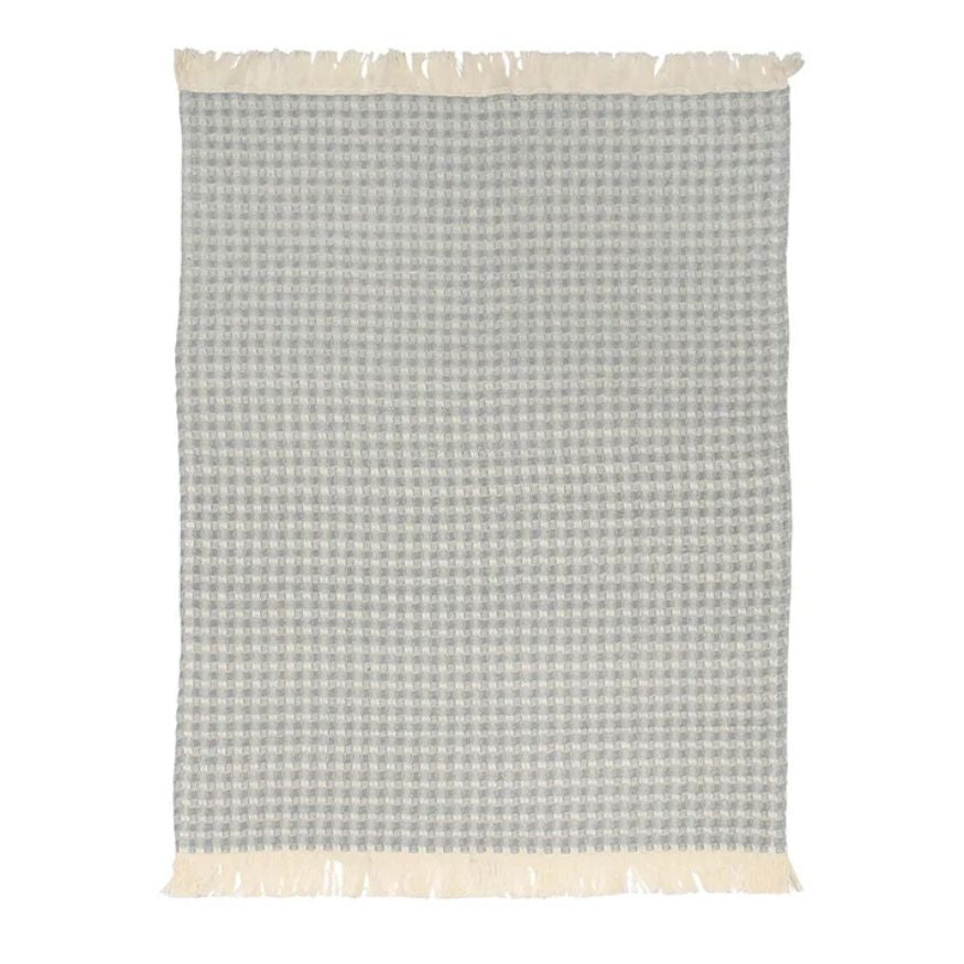 Jumbo Waffle Fringe Tea Towel - Grey