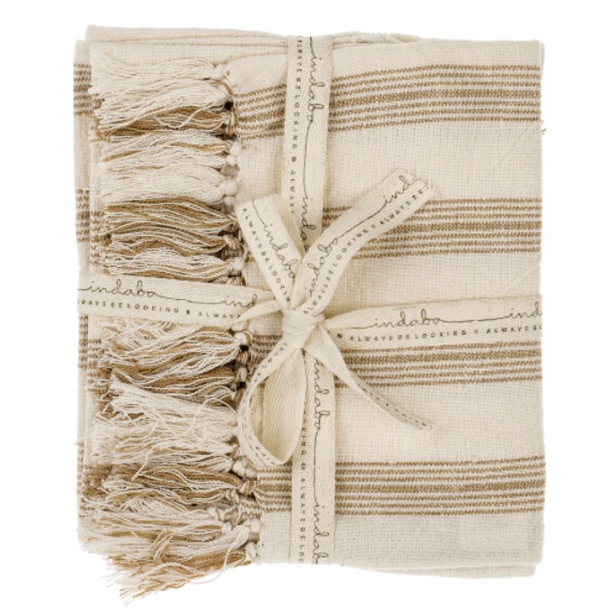 French Stripe Hammam Hand Towels - Set of 2 - Warm Sand