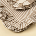 Ruffle Pinstripe Tea Towel - Beige