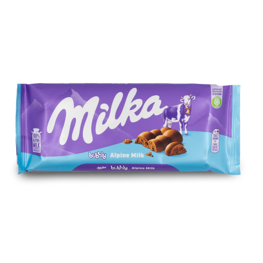 Milka Chocolate Bar - Bubbly Milk 90g